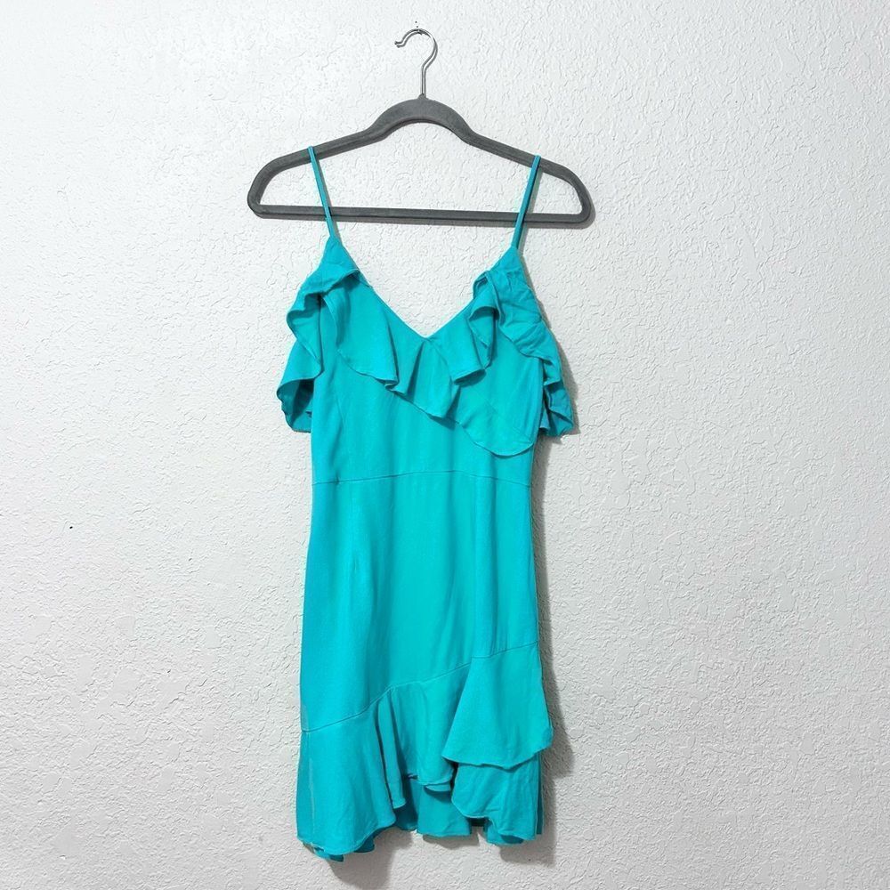 Ruffle mini dress blue size medium